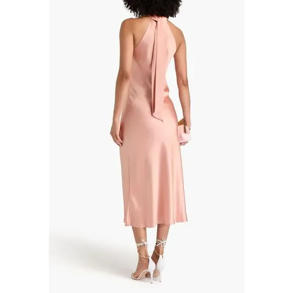 NWT GALVAN LONDON Satin halterneck midi dress US 4 $1169